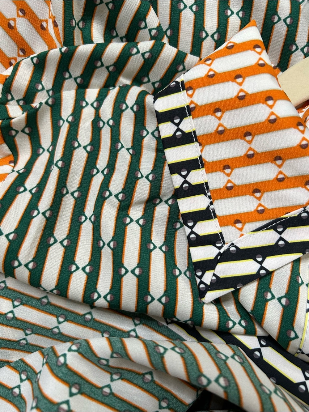 NWT Gracia Green Orange Black Striped Button Up Shirt Dress Size Medium Office - Picture 12 of 12